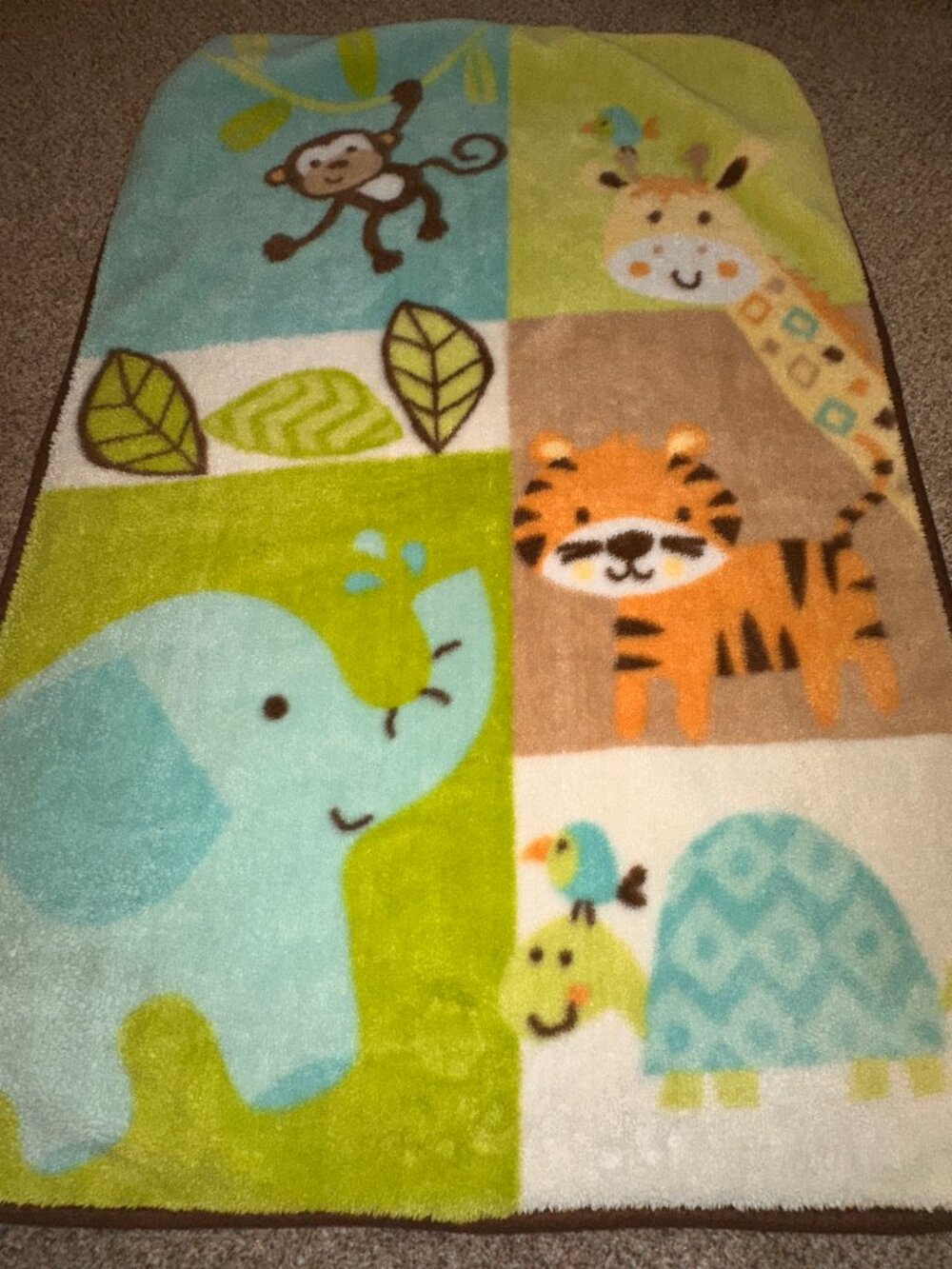 Garanimals Jungle Animals Soft Fleece Baby Blanket Giraffe Elephant Tiger Monkey